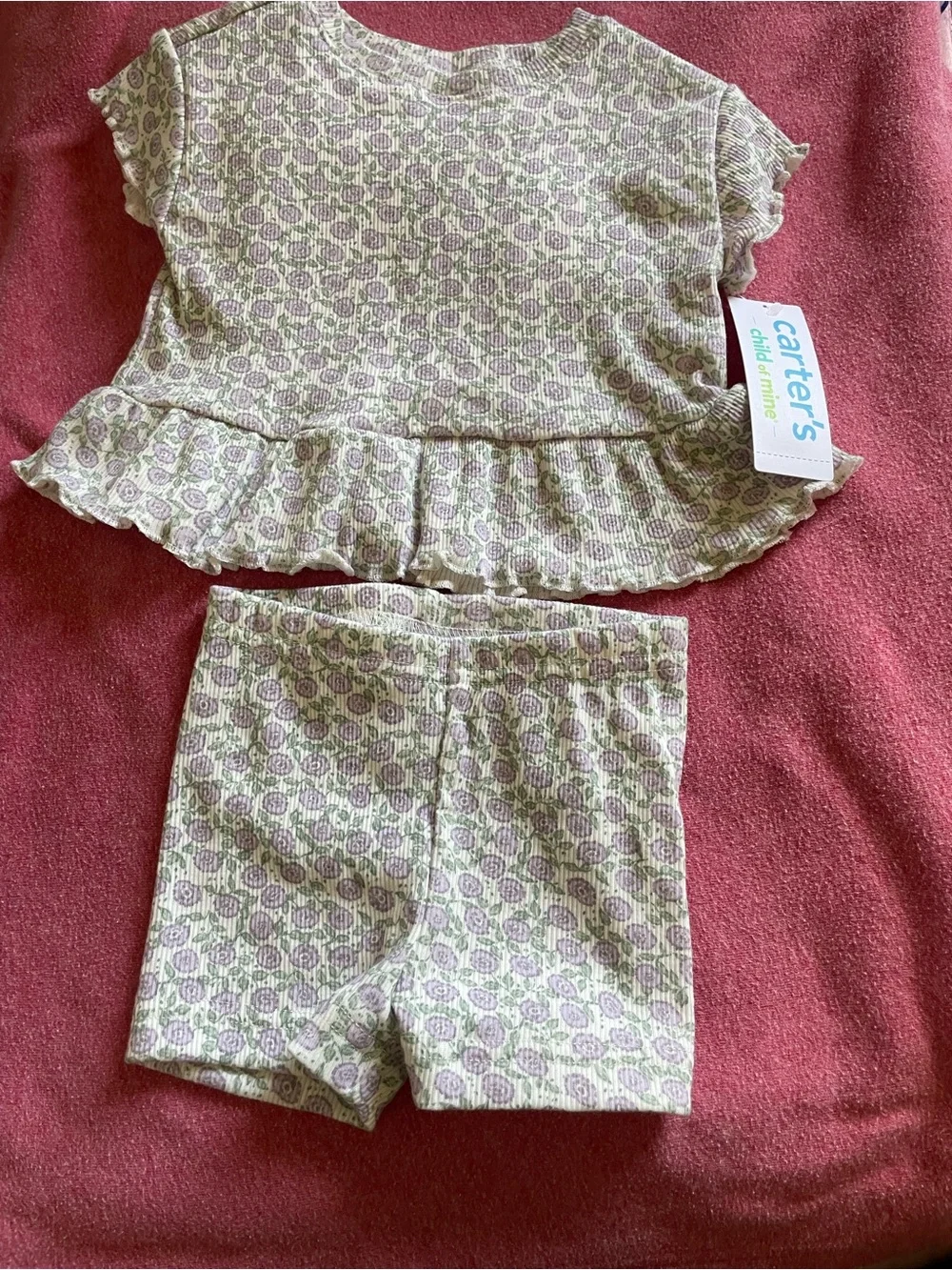 Carter's Lavender & Light Green Floral 2-Piece Girls Pajama Set